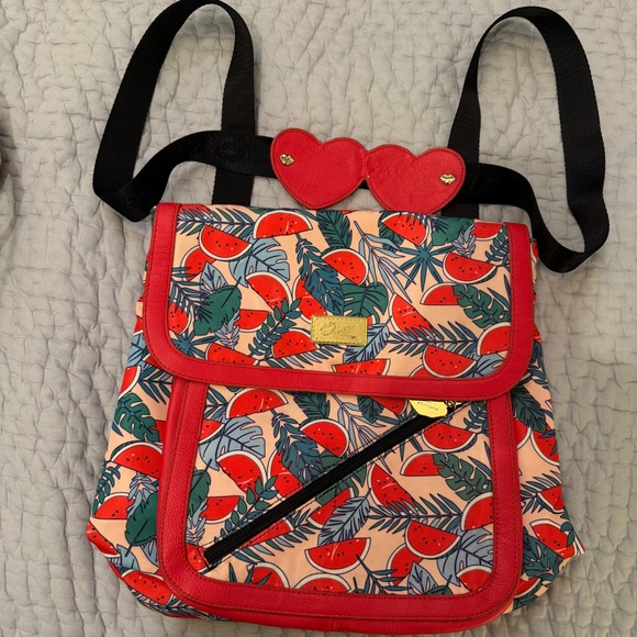Luv Betsey Handbags - Luv Betsey by Betsey Johnson backpack watermelon and leaf print pattern